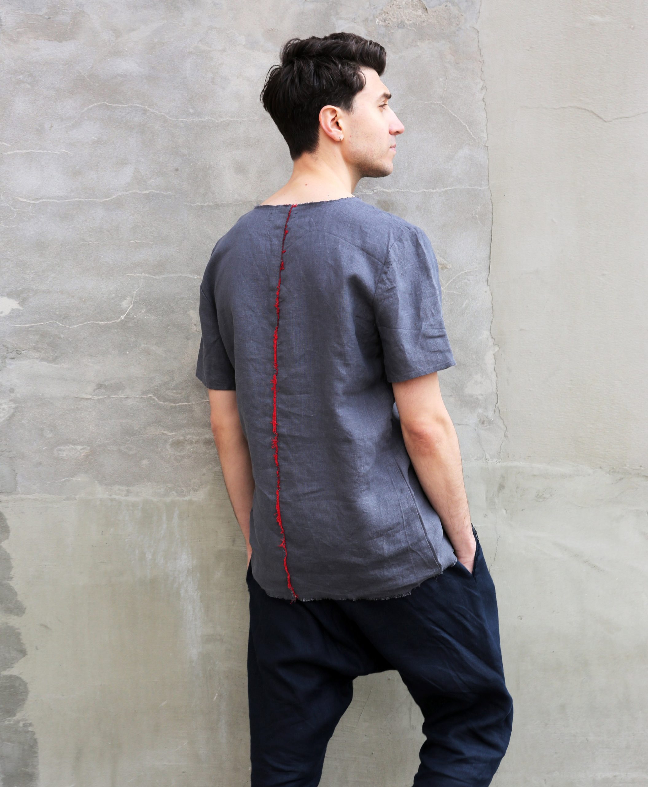 Mens Linen T Shirt Stylish Outfit Tee For