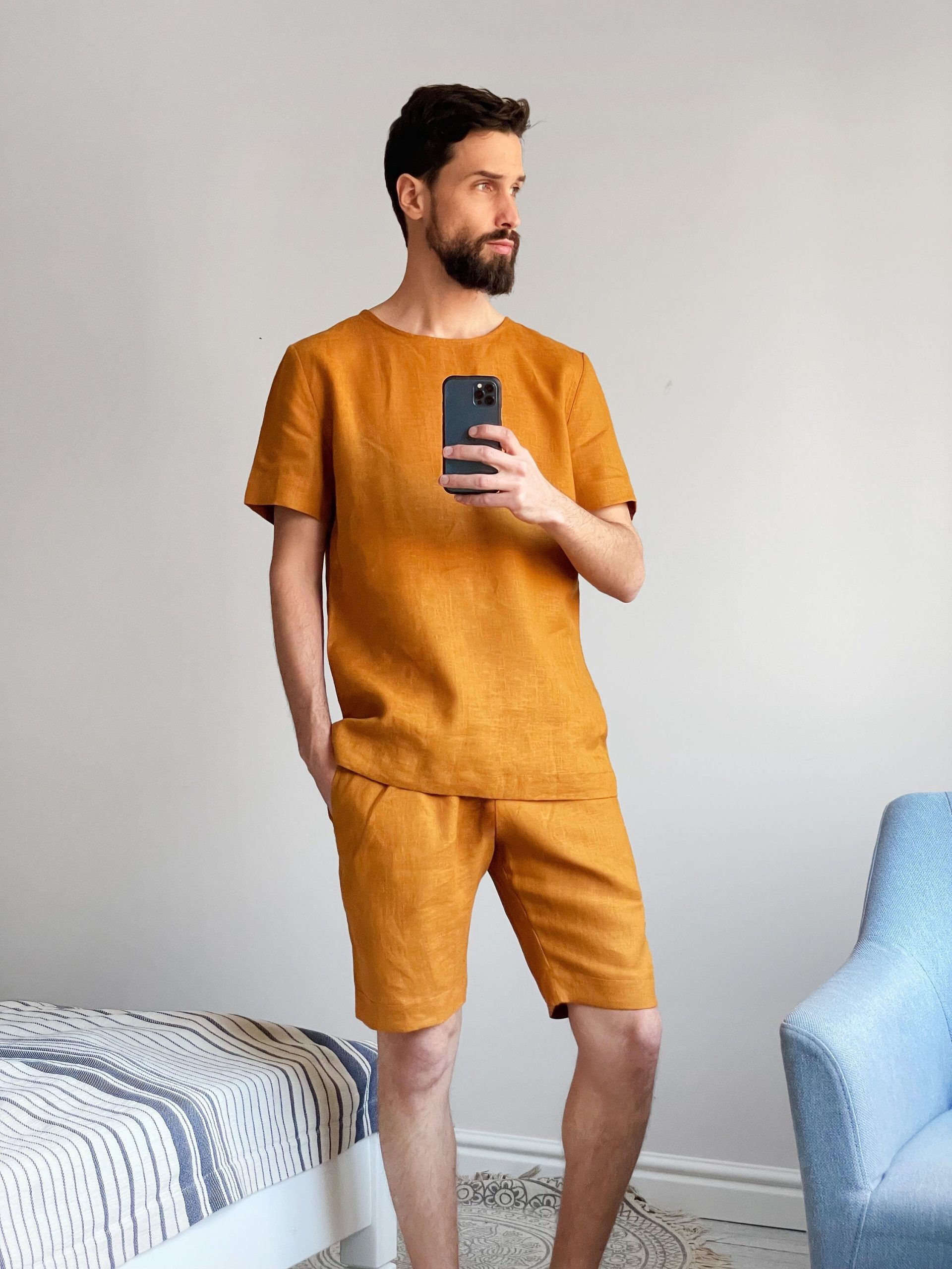 Mens Linen T Shirt Summer White For Men Nan