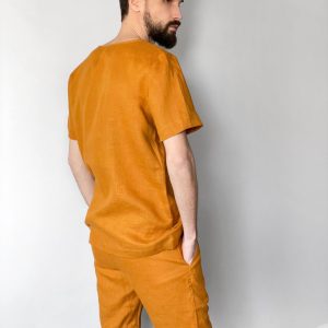 Mens Linen T Shirt Summer White For Men Nan
