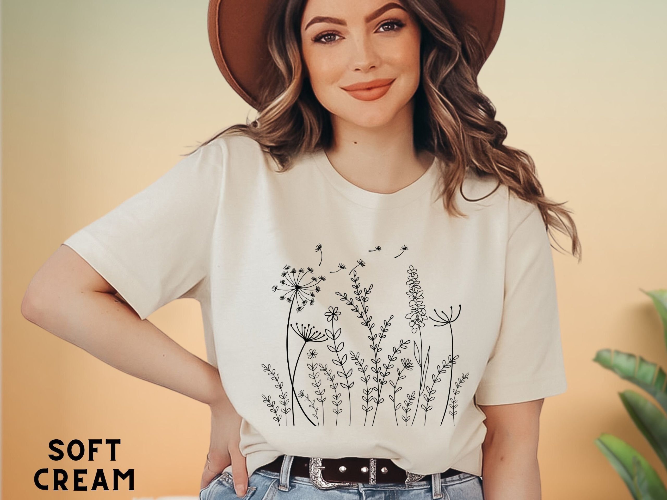 Minimalist Wildflower Shirt: Women's Floral Dandelion Tee