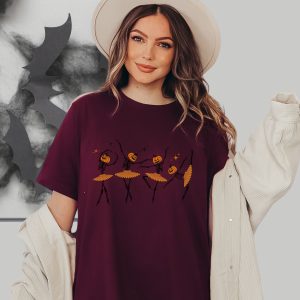 Ballerina Skeleton Halloween Shirt: Pumpkin Dancer Tee