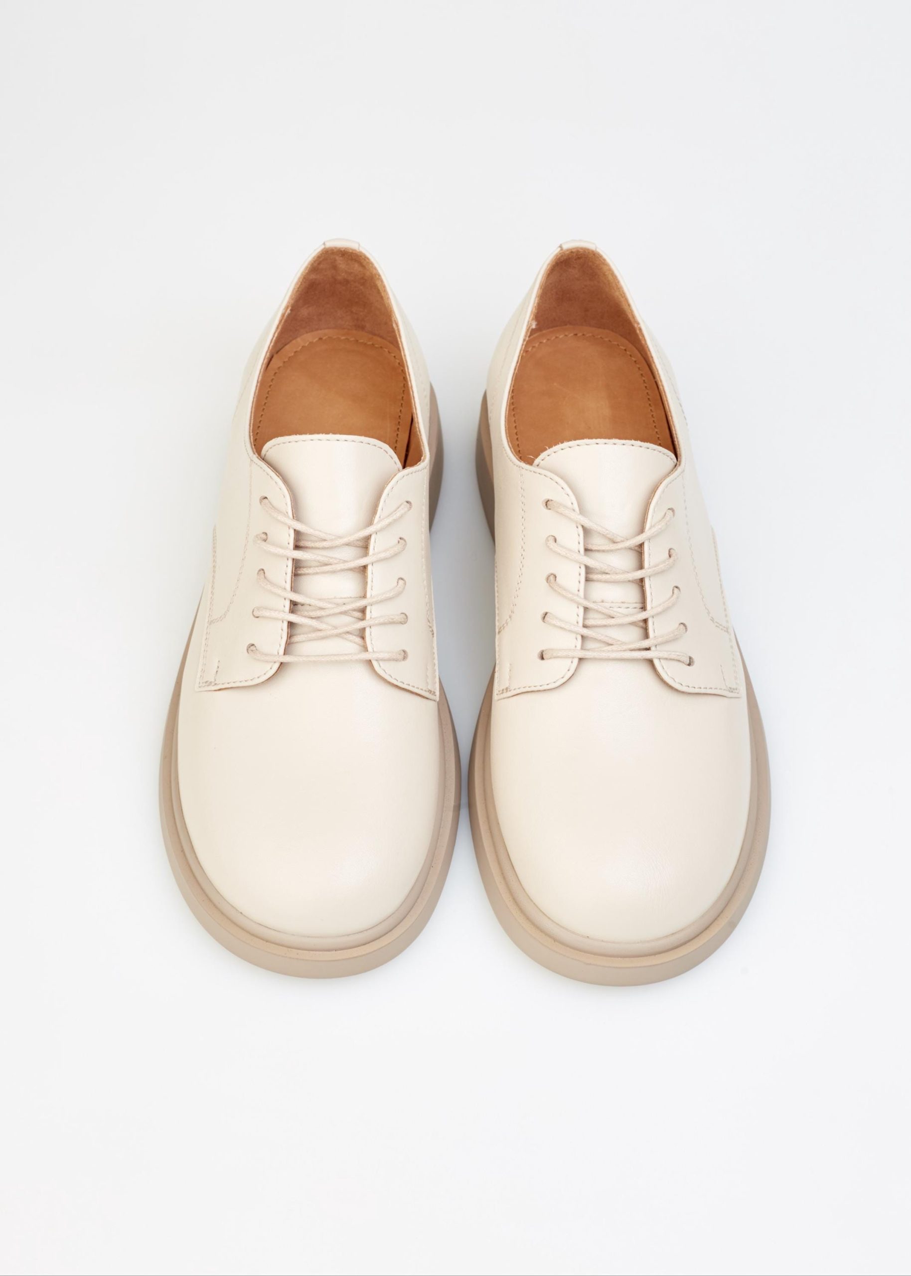 Women's Cream Oxford Shoes Classic Casual Leather Lace