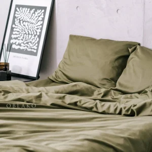 Olive Green Cotton Duvet Cover Set Custom Bedding