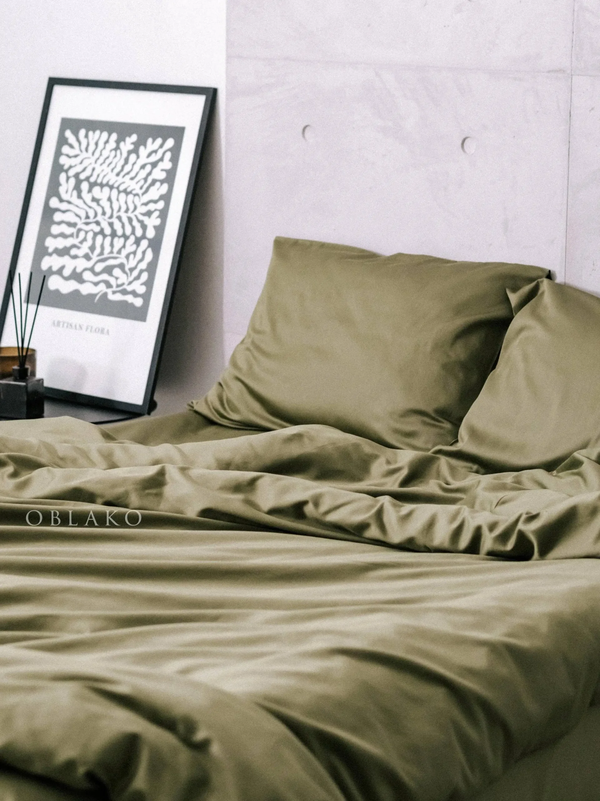 Olive Green Cotton Duvet Cover Set Custom Bedding