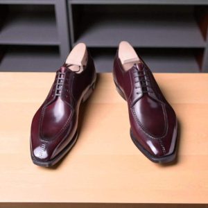 Handmade Burgundy Leather Oxford Shoes: Men's Formal Dress