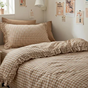 Ruffle Gingham Duvet Cover Ruffled Fringe Bedding Plaid